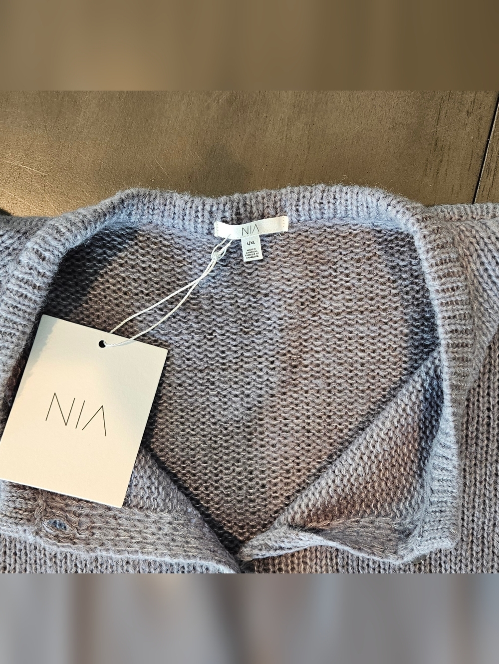 Nia Women's L/XL Grey Button-Front Cardigan NWT - Picture 3 of 11